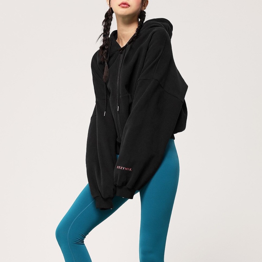 Xexymix cropped zip-up hoodie in black